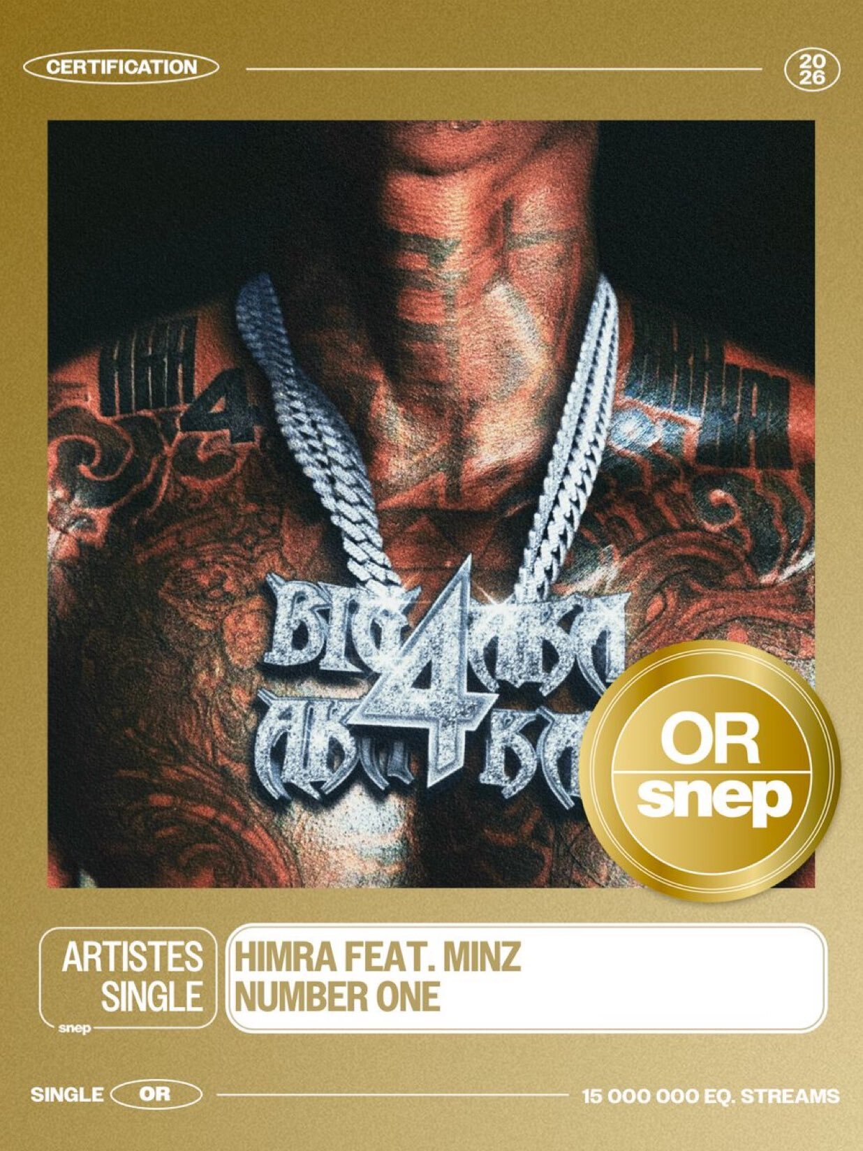 Himra décroche un Single d’Or SNEP avec “Number One” et marque l’histoire du rap ivoirien