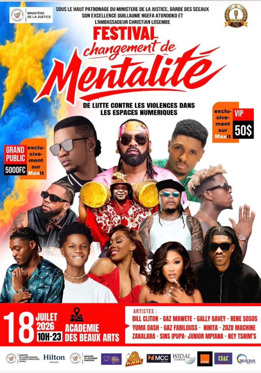 Gaz Mawete, Gally Garvey, Bill Clinton… les stars congolaises réunies pour un festival contre les violences numériques à Kinshasa